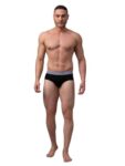Underjeans by Spykar Men Black Solid Cotton Blend Basic Briefs