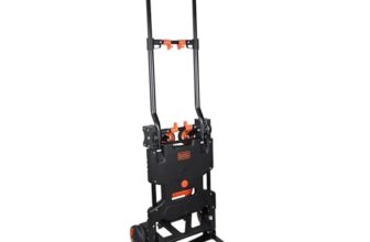 BLACK+DECKER ‎BXWT-H206-SP 2-in-1 Folding Handtruck, 55/120kg(Handtruck/Platform) Load Capacity, Weight 7.3kg, Black & Orange, Open Dimn: 78x45x92 cm, Folded Dimn: 38.9×11.7×64.3 cm