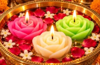 UPYOG Diwali Diya Decoration Floating Candles Giant Rose Candles | 3 Pcs Bulk Pack | Smokeless, Dripless & Long Lasting Water Lamp Candles Deepawali Decor