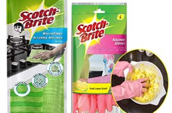 Scotch-Brite Microfiber Scrubby Kitchen Wipe, 36x30cm and Kitchen Gloves Large (Multicolour, H18-6037)