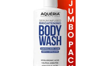 Aqueria Serum Infused Brightening Body Wash 875ml | Body Acne, Tan & Uneven Skin Tone Care | With Salicylic Acid, Lactic Acid, Alpha Arbutin & Hyaluronic Acid | Exfoliates Dead Skin, Brightens & Hydrates | 3-in-1 Cleanse, Exfoliate & Hydrate | Smooth, Glowing Skin | All Skin Types | Super saver Jumbo pack | lasts upto 100 washes