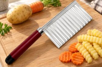FOROLY Crinkle Cutter for Vegetables, Wavy Potato Slicer for French Fries, Carrot & Cucumber Cutter with Handle, Kitchen Tool for Salad and Garnishing