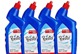 Amazon Brand – Presto! Disinfectant Toilet Cleaner, Original | 4 Litre | 1 L X 4 Packs | Kills 99.9% Germs | Removes Tough Stains | Provides Long Lasting Freshness