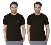 Lux Nitro Pack of 2 Men’s Round Neck Solid Tshirt Black