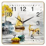 HASTHIP Wall Clock 11.8 Inch Square, Silent Quartz Non-Ticking, Anti-Glare | Silent Quartz Movement, Non-Ticking Timekeeping, Clear Glass Face, Roman Numeral Display, Battery Powered