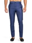 VASTRAMAY Men’s Navy Blue Silk Blend Men’s Pant