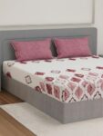 Monte Carlo Aromatica Polyester Double Size Flat Bedsheet | 110 GSM | Abstract 1 Bedsheet with 2 Pillow Cover | Bedsheet 91 x 98 Inches, Pillow 18 x 27 Inches (Pink White)