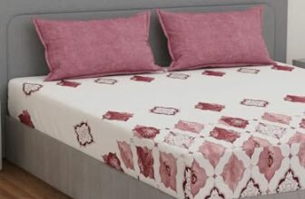 Monte Carlo Aromatica Polyester Double Size Flat Bedsheet | 110 GSM | Abstract 1 Bedsheet with 2 Pillow Cover | Bedsheet 91 x 98 Inches, Pillow 18 x 27 Inches (Pink White)