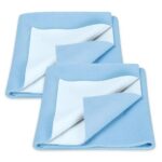 GLUN® Quick Dry Absorbent Baby Bed Sheet for Mattress Protector, Pack of 2 Baby Sky Blue Bed Sheet, Size 50x70cm, Waterproof, Quick Drying, Anti-Itching Cloth