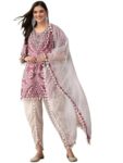 ishin Ethnic Motifs Printed Mirror Work Straight Fusion Kurta with Dhoti Pants & Dupatta