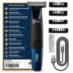 MENHOOD ProBlade 3-in-1 Hybrid Beard Trimmer Shaver for Men Trim Style Shave Adaptive Flex Neck 120 Min Runtime USB-C LED Indicator Dual Protection Waterproof Multi-Comb