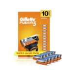 Gillette Fusion 5, Shaving Razor Blades For Men | 10 Cartridge, Super Value Pack | 10 Cartridges Last Up-To 200 Shaves | For Your Perfect Shave And Perfect Beard Shape With Styling Back Blade