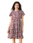 Amazon Brand – Symbol Women’s Rayon Fit and Flare One Piece Knee Length Tiered Dress (DR-13 Cont_Plum_2XL)