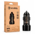 Scrubbly Car Power View Plus 55W Transparent Car Charger, Dual Port Fast Car Charger with 33W Type-C PD & 22.5W USB-A, Charge 2 Devices Simultaneously, for Smartphones, iPhones, Tablets, Earbuds