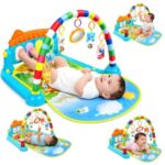 TinyPlay Baby Play Gym with Kick and Play Piano, Hanging Rattles & Mirror | BIS Certified Musical Activity Play Mat for Newborn Babies 0-12 Months, Tummy Time Toy (Multicolor)