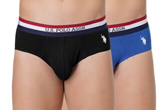 U.S. POLO ASSN.. Mens EB002 Anti Microbial Signature Cotton Stretch Underwear Brief -Pack of 2(EB002-P2_Black/True Blue_M)