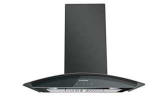 Eurodomo 60 cm 1200 m³/hr curved glass Kitchen Chimney (HOOD GARNET TC BK 60 (EURODOMO), Baffle Filter, Touch Control, Black)