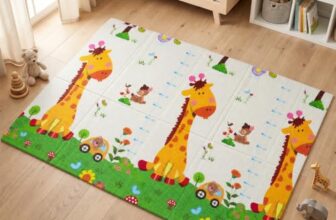 TinyPlay Extra Large Reversible Baby Play Mat for Floor 6.5×5 ft – Dino ABC | BIS Certified, 0.6 cm Thick Waterproof BPA Free XPE Foam Crawling Mat for Babies 0-12 Months & Kids 0-3 Years, Foldable
