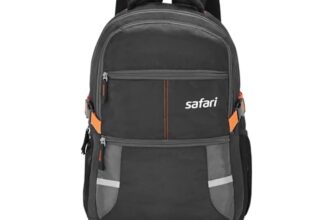 Safari Omega spacious/large laptop backpack with Raincover, college bag, travel bag for men and women, Black, 30 Litre