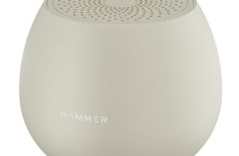 HAMMER Drop 5W Bluetooth Wireless Speaker with Twin Pairing, 1200 mAh Battery, 100H Standby Time, TWS Function, TF Card, USB Slot, Auto-Pairing, in-Built Mic, Type-C Charging, 52mm Driver (Beige)