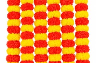 Upyog Artificial Marigold Flower Garland Strings Diwali Hanging Toran 5 Pcs | Ideal Festival Backdrop Setup Festive Decoration For Door & Wall Hanging Strings, Wedding Decor Reusable Genda Phool Garland