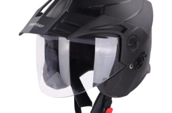 Steelbird SBH-23 Hunter ISI Certified Open Face Helmet Motorbike Helmet(Dashing Black with Clear Visor)