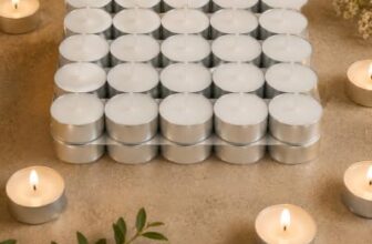 Homesake® Tea Light Candles Pack of 50, Unscented Long Burning Smokeless White Wax Candles, Diwali Decoration for Home, Home Décor, Candle Holders, Spa, Meditation & Romantic Diwali Lights