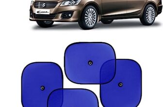 KINGSWAY Car Window Curtain Sticky Sun Shades Compatible with Maruti Suzuki Ciaz, (Year 2014-2017), Universal Fit Sunshades for Side Window, Rear Window, Blue Color, 4 Pieces