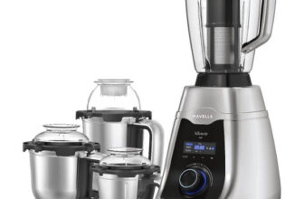 HAVELLS Silencio Low Noise 500 W Mixer Grinder 4 Jars (Grey & Black)(Silencio | 4 Jars | Grey, Black)