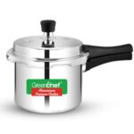 Greenchef Marco Aluminium outer lid Pressure Cooker, Non-Induction Base 3 Litre capacity, Food-Grade Aluminium, Cool-Touch Handle, Gas Stove Compatible, ISI Certified, 5-Year Warranty