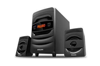 PHILIPS Audio MMS2625B 2.1 Channel, 31 W, Bluetooth Connectivity, Wired Multimedia Computer Speaker, FM, USB, Audio in Speakers, 15mm Subwoofer, Wide Compatibility – MP3 Player, TV, PC (Black)