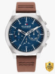 TOMMY HILFIGER Tommy Hilfiger Multifunction Blue Dial Brown LeatherStrap Automatic Analog Watch – For Men