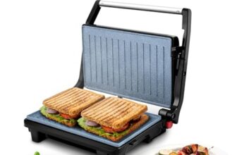 Wipro Elato BS202 1000 Watt Ceramic Grill Sandwich Maker, Scratch Resistant, 180° Open Sandwich Griller, Auto Cutoff, Non Toxic BPA, PTFE & PFOA Free, 2 Year Warranty, Regular Bread Size for 2 Slices