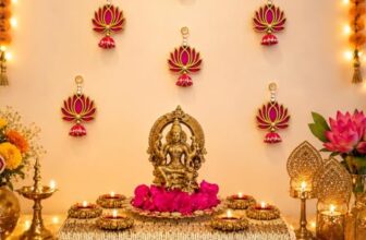 BENAVJI Presents Handmade MDF Wood Lotus Hangings Jhumki Style for Diwali Home Decor Temples Mandir Pooja Rooms All Festival Decorations Pink Color Lotus Pack of 6