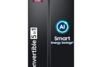 Samsung 653 L, 3 Star, Frost Free, Double Door, Convertible 5-in-1 Digital Inverter, Side By Side AI Enabled Smart Refrigerator with WiFi (RS76CG8003B1HL, Black Matte/Black DOI)