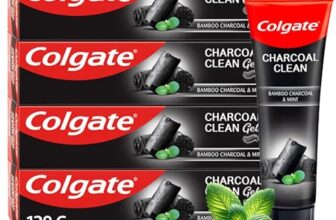 Colgate Charcoal Clean Black Gel whitening Toothpaste, 480 gm (120g x 4), Bamboo Charcoal and Wintergreen Mint for a Clean Mouth Experience