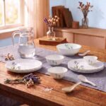 La Opala Novo Opalware Dinner Set, 35 Pcs for Family of 6, Blue Florets