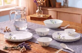 La Opala Novo Opalware Dinner Set, 35 Pcs for Family of 6, Blue Florets