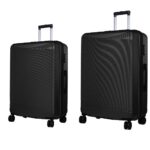Verage V-Lite Firestone Combo Set of 2 (M-Check-in + L-Check-in) Black Hardsided Trolley Bags for Travel, Suitcase with Spinner Wheels, Anti-Theft Zippers Luggage