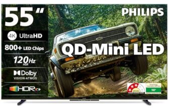 PHILIPS 138 cm (55 inches) 4K Ultra HD QLED Smart QD-Mini LED Google TV 55MLED610/94