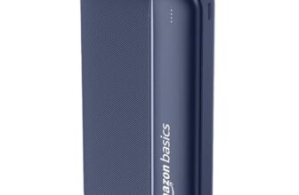 Amazon Basics 20000 mAh Power Bank | 22.5W Fast Charging | Dual Output & Input | Charge 3 Devices Simultaneously | for Smartphones, TWS Earbuds, Speakers, Tablets (Dark Blue), Micro USB Input