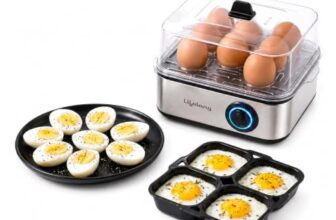 Lifelong 2-in1 Egg Boiler and Poacher 500-Watt (Black), Boil 8 eggs, Poach 4 eggs, Easy to clean| 3 Boiling Modes, Stainless Steel Body and Heating Plate, Automatic Turn-Off
