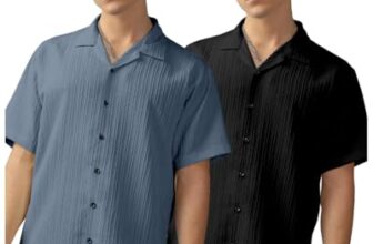 Urban Buccachi Men’s Black & Aqua Striped Polycotton Shirt | Half Sleeve with Lapel Collar & Notch Neck | Smart Regular Fit for Office, Festive & Daily Style (Pack of 2)