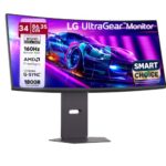 LG 34G600A Smartchoice 86.36cm(34 Inch) Ultragear Curved (1800R) WQHD (3440×1440) Gaming Monitor, 160Hz, 1ms, Speakers, Anti-Glare, AMD FreeSync Premium, DP, HDMI, Tilt/Height/Swivel Adjustment(Black)