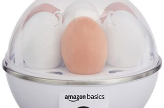 amazon basics Electric Egg Boiler | 350 Watt | Boils Upto 7 Eggs | Automatic Operation, 3 Boiling Modes | Overheat Protection | Stainless Steel Heating Plate, Measuring Cup | 75ml | Plastic | White