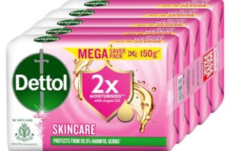 Dettol Skincare Moisturizing Beauty Bathing Soap Bar with Argan Oil (750gm) | Softer Skin, Floral Scent, 150gm, Pack of 5 (3308668)