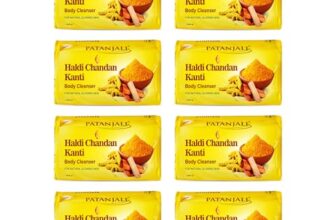 Patanjali Haldi Chandan Kanti Body Cleanser Soap for Men and Women(150g, Pack of 8), Nourishing & Moisturizing, Natural Aloe Vera Soap for Soft Skin