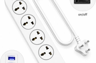 BEBLOOM Surge Protector Power Strip with 4 AC Outlets and Dual USB Ports 4  Socket Extension Boards(Beige, 3 m, With USB Port)