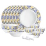Larah by Borosil 27 Pieces Kora Opalware Dinner Set for Family of 6