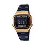 Casio Unisex Vintage A168WEGB-1BDF Black Digital Dial Black Stainless Steel Band D148